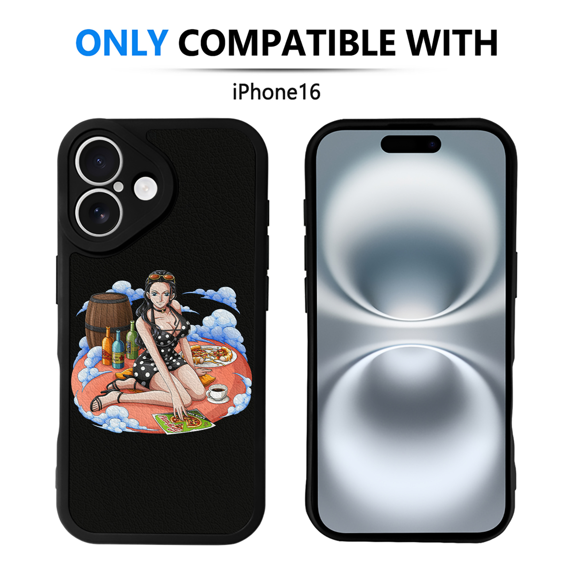 （画像用） ワンピース ニコ・ロビン ONE PIECE Nico Robin 【iPhone 16シリーズ対応】シリコンスマホケース（レザー調） 材質：シリコン